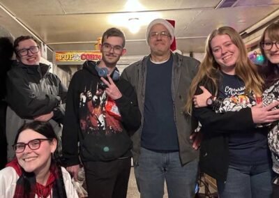 Staff posing for a photo in the concession area